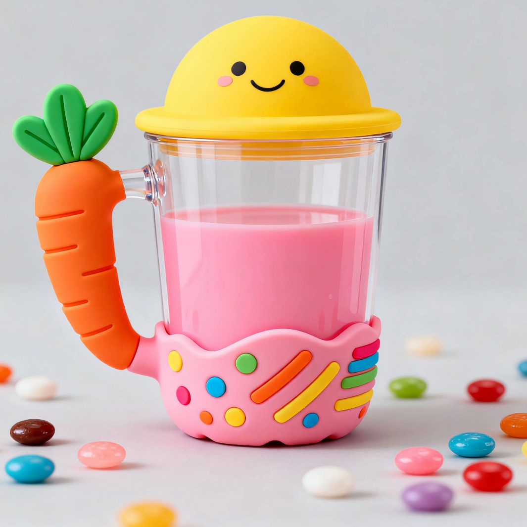 Creative gift silicone cup with both drinking water and creative decoration