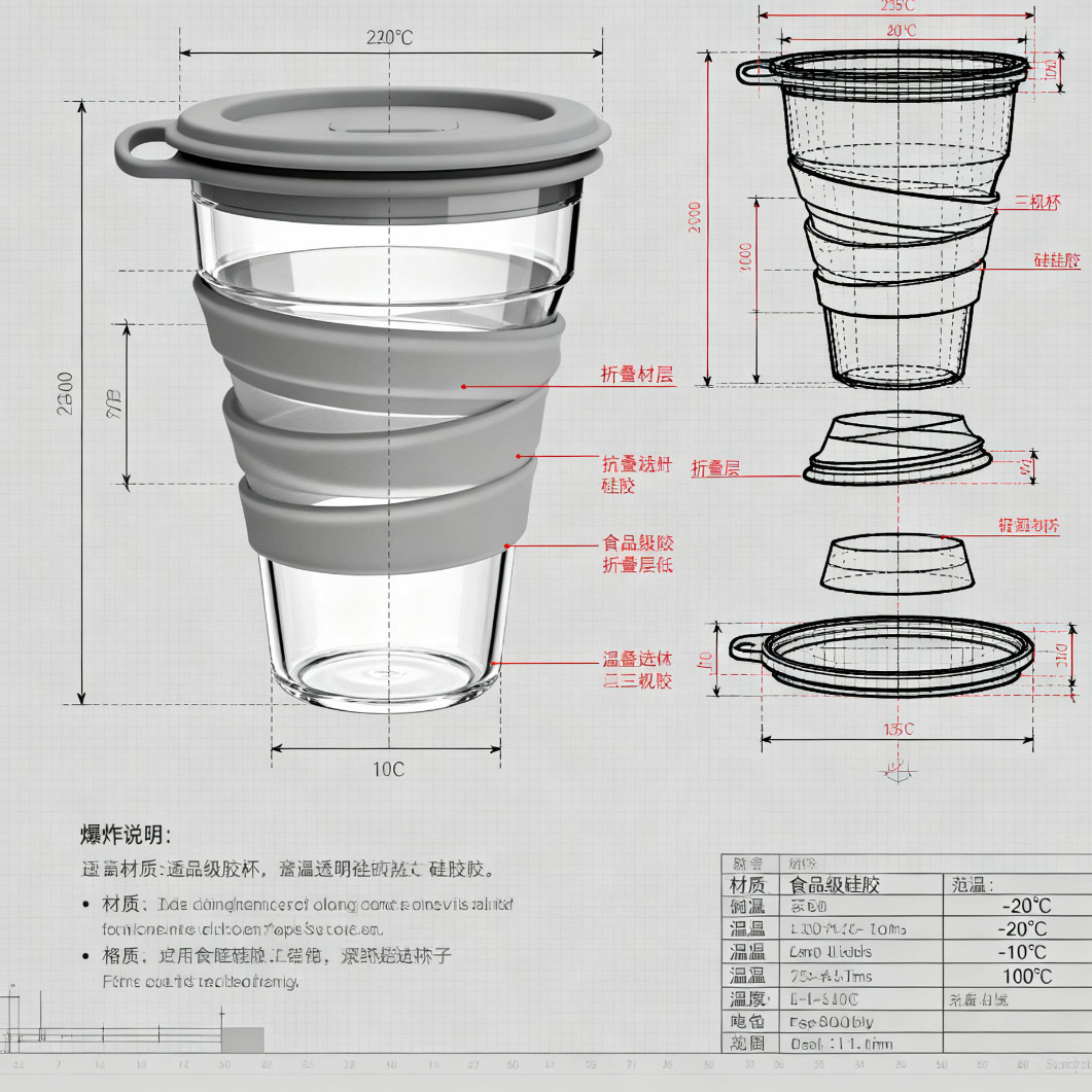 Folding silicone cup, extremely portable storage and safe and practical drinking water