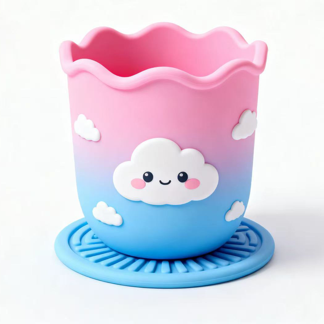 Creative gift silicone cup with both drinking water and creative decoration