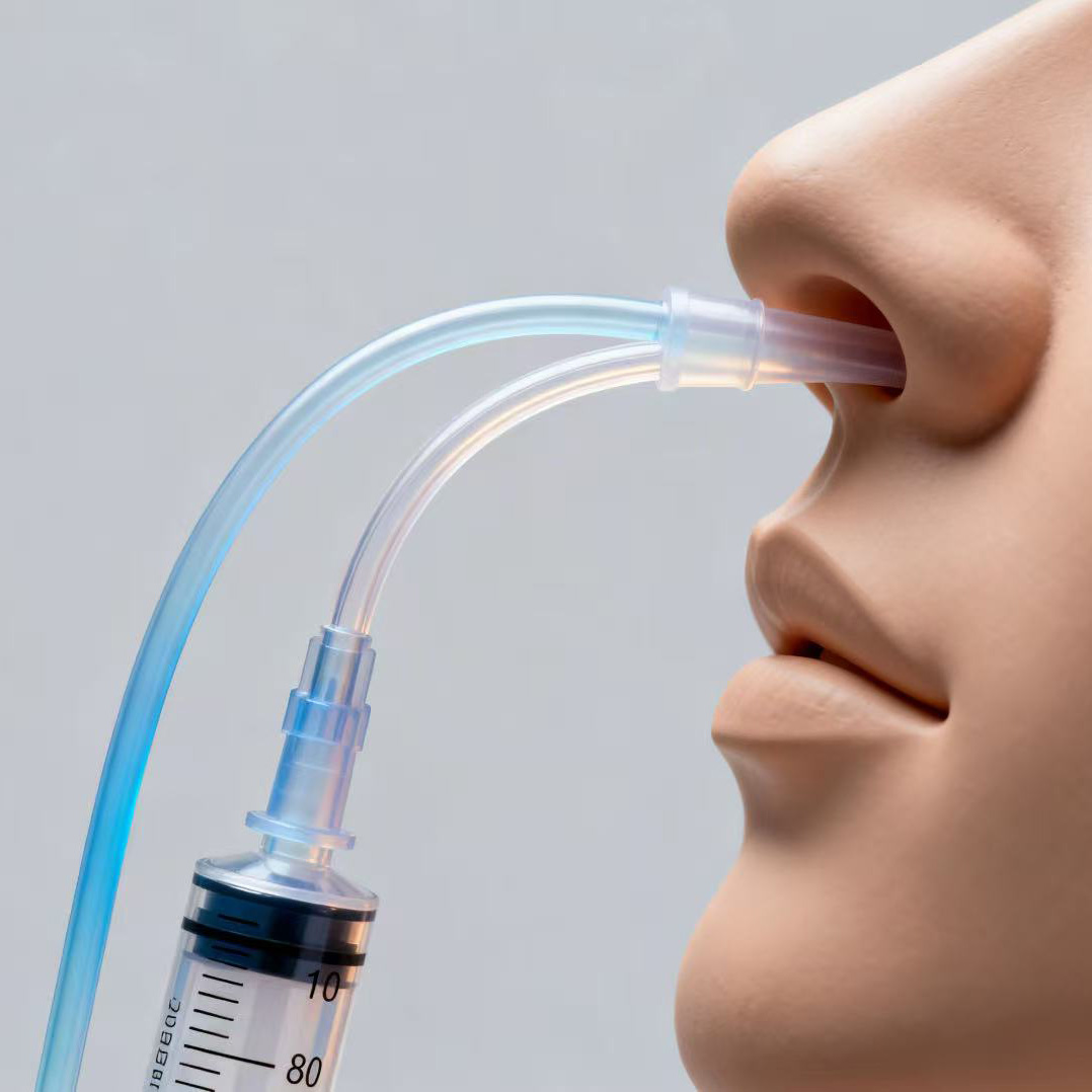 Nasal feeding silicone straws establish a nutrition delivery channel for patients who cannot eat through the mou