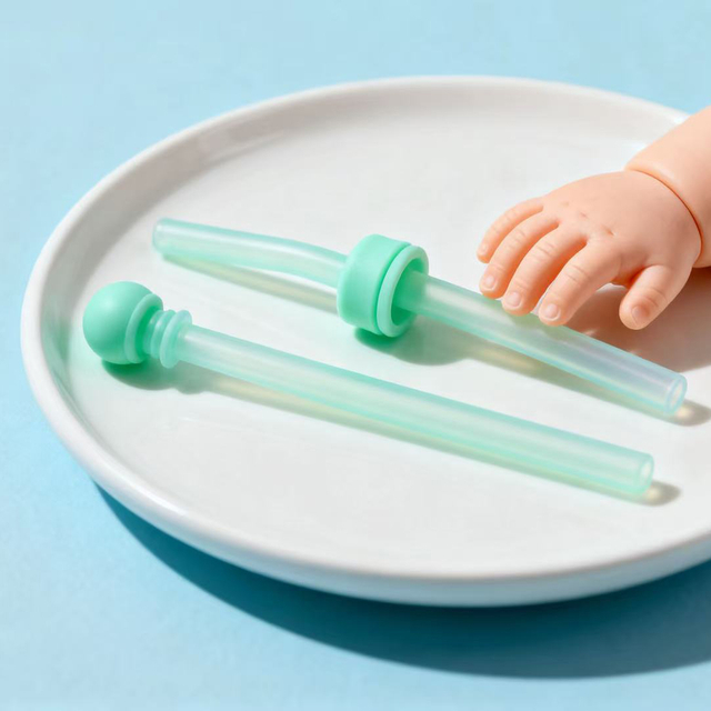 Baby feeding silicone straw assists babies to ingest fluid supplemental food safely and conveniently